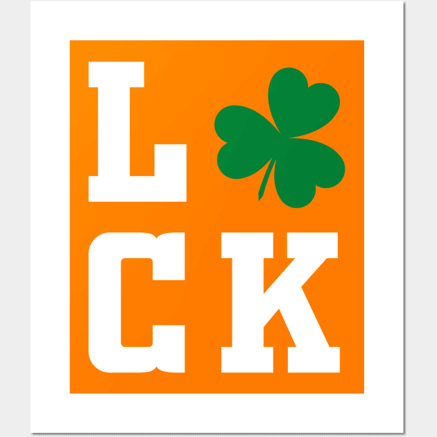 Luck Shamrock white saint patricks day typography Wall Art by gastaocared